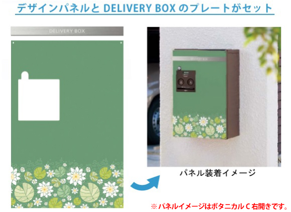 デザインパネルとDELIVERY BOXのプレートがセット。